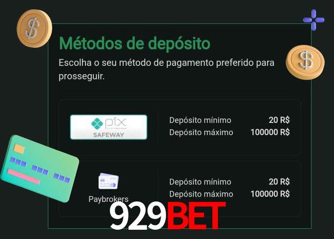 O cassino 929BET oferece uma grande variedade de métodos de pagamento